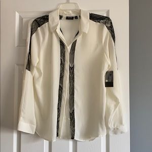 Sheer blouse with lace black detailing (2 for 1)